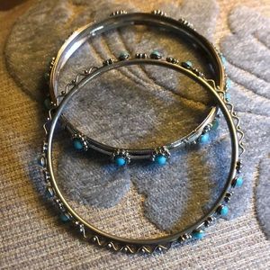 Two turquoise and silver Bracelets